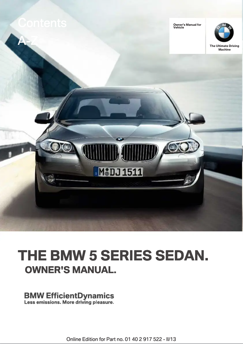 Page 1 de la notice Manuel utilisateur BMW 528i (2013)