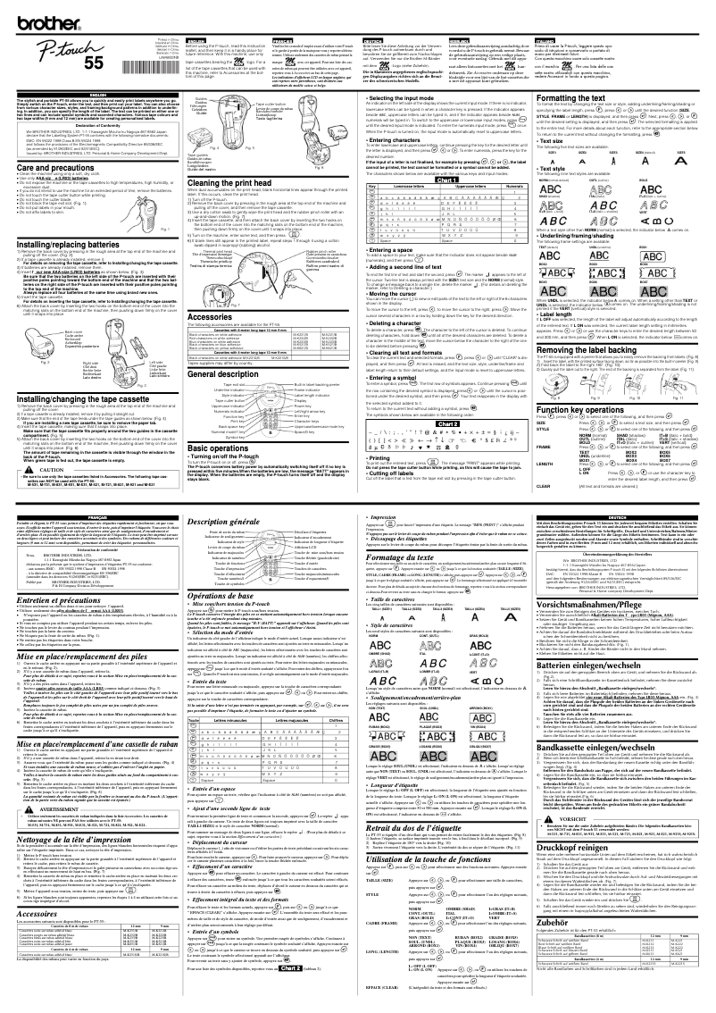 Page n°1 - Manuel utilisateur Brother P-Touch PT-55