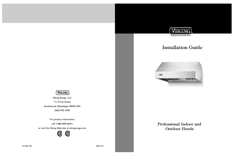 Página 1 del manual Guía de instalación Viking CVCWH53648CS