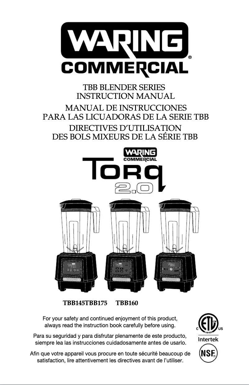 Page 1 de la notice Mode d'emploi Waring Commercial TBB175