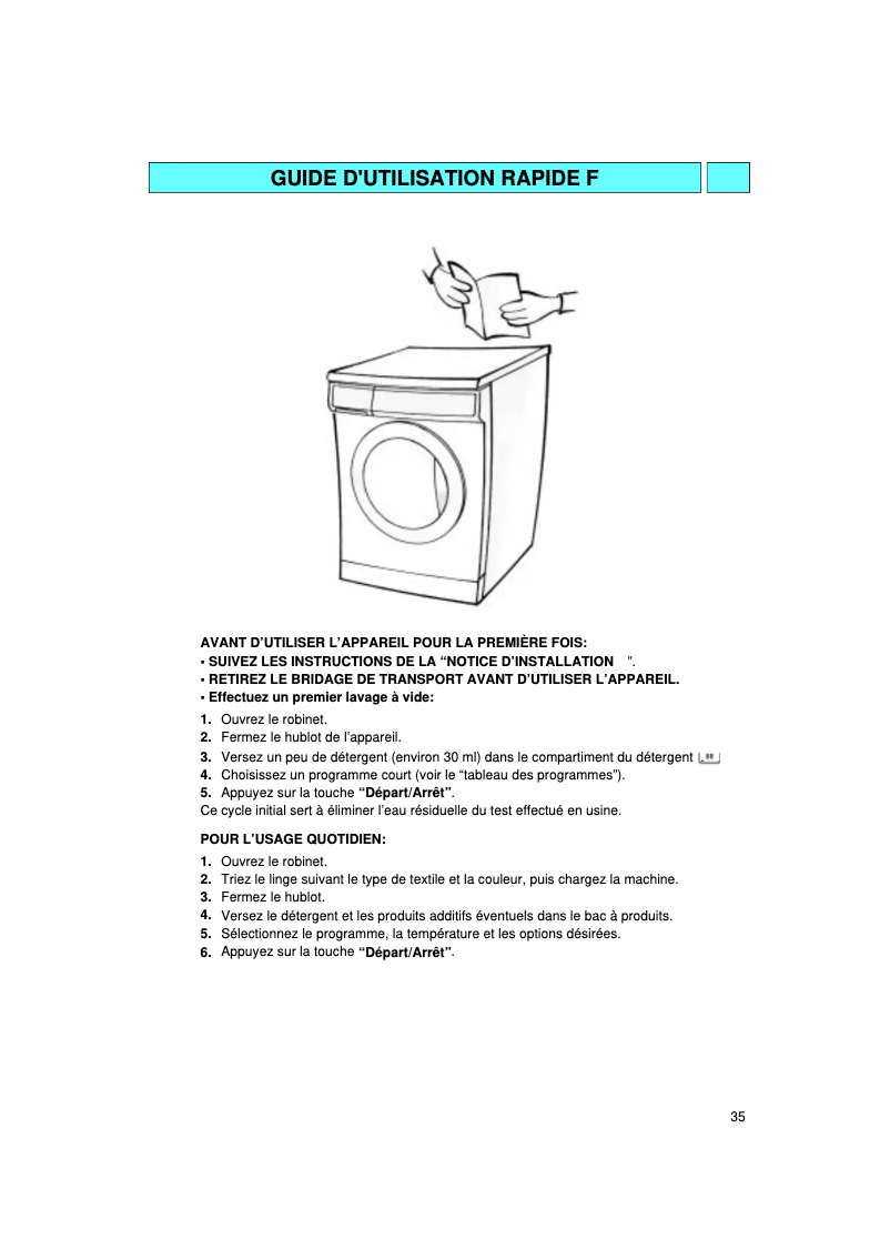 Page 1 de la notice Manuel utilisateur Bauknecht WA Star 1000