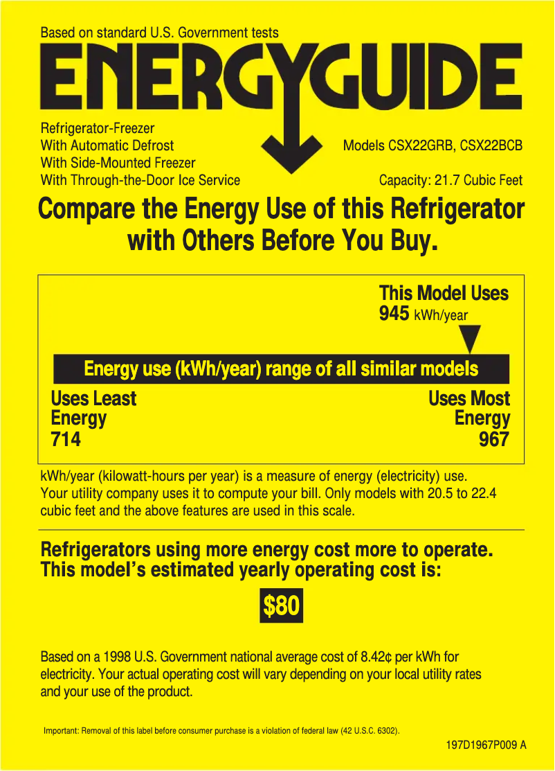 Page n°1 - Label énergétique Hotpoint CSX22BCBWH