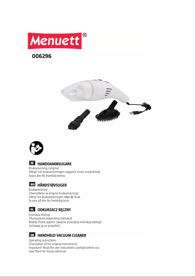 Page n°1 - Manuel utilisateur Menuett 006-296