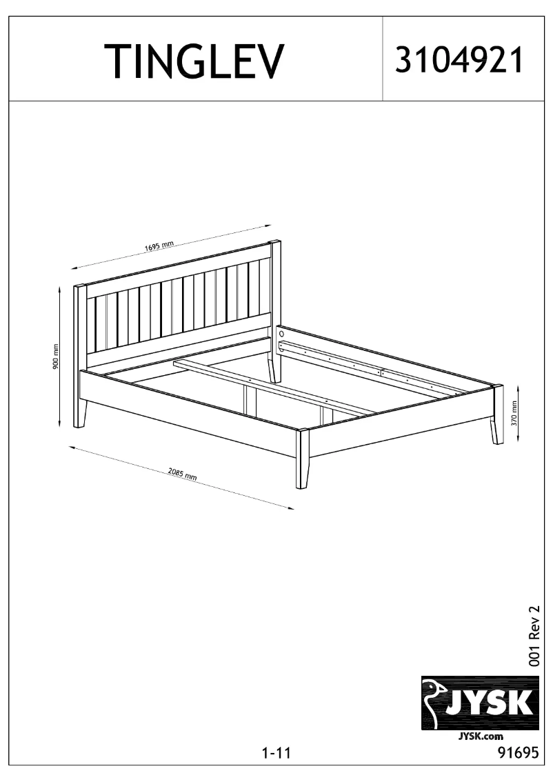 Page 1 de la notice Manuel utilisateur JYSK Tinglev (160x200)
