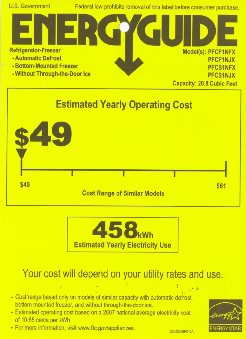 Image de la première page du manuel de l'appareil PFCS1NFXSS