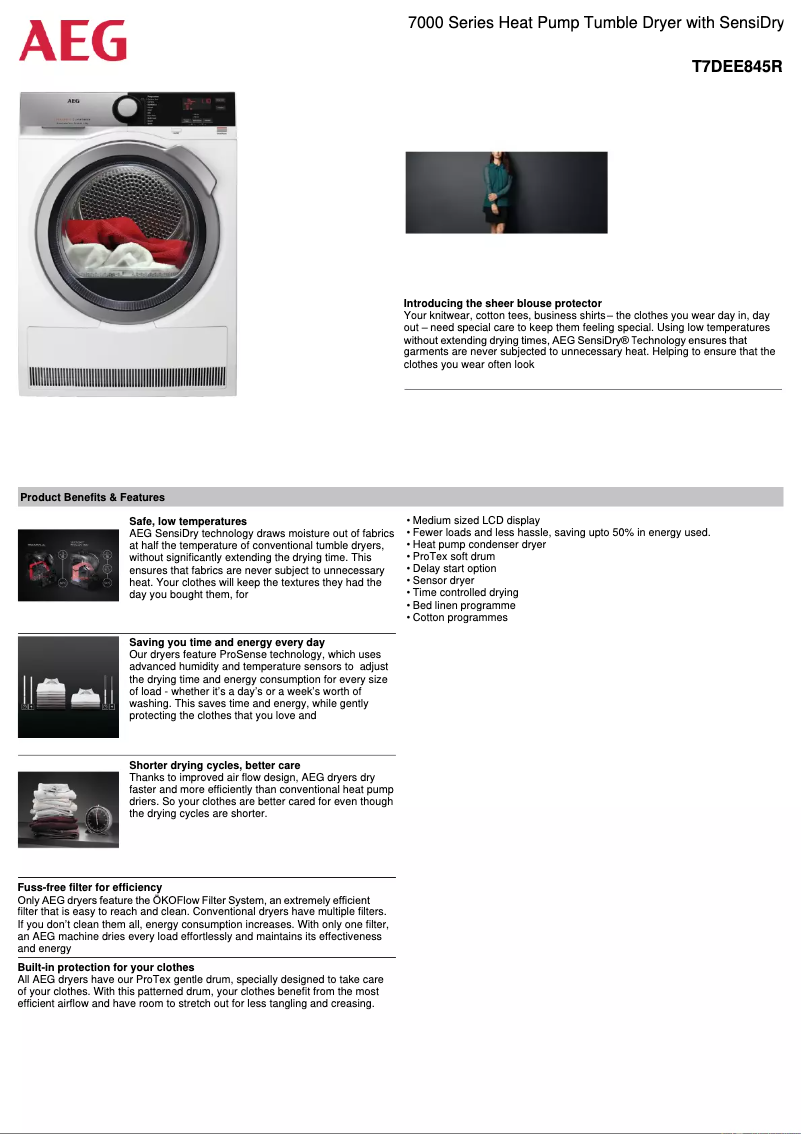 Page n°1 - Fiche technique AEG T7DEE845R