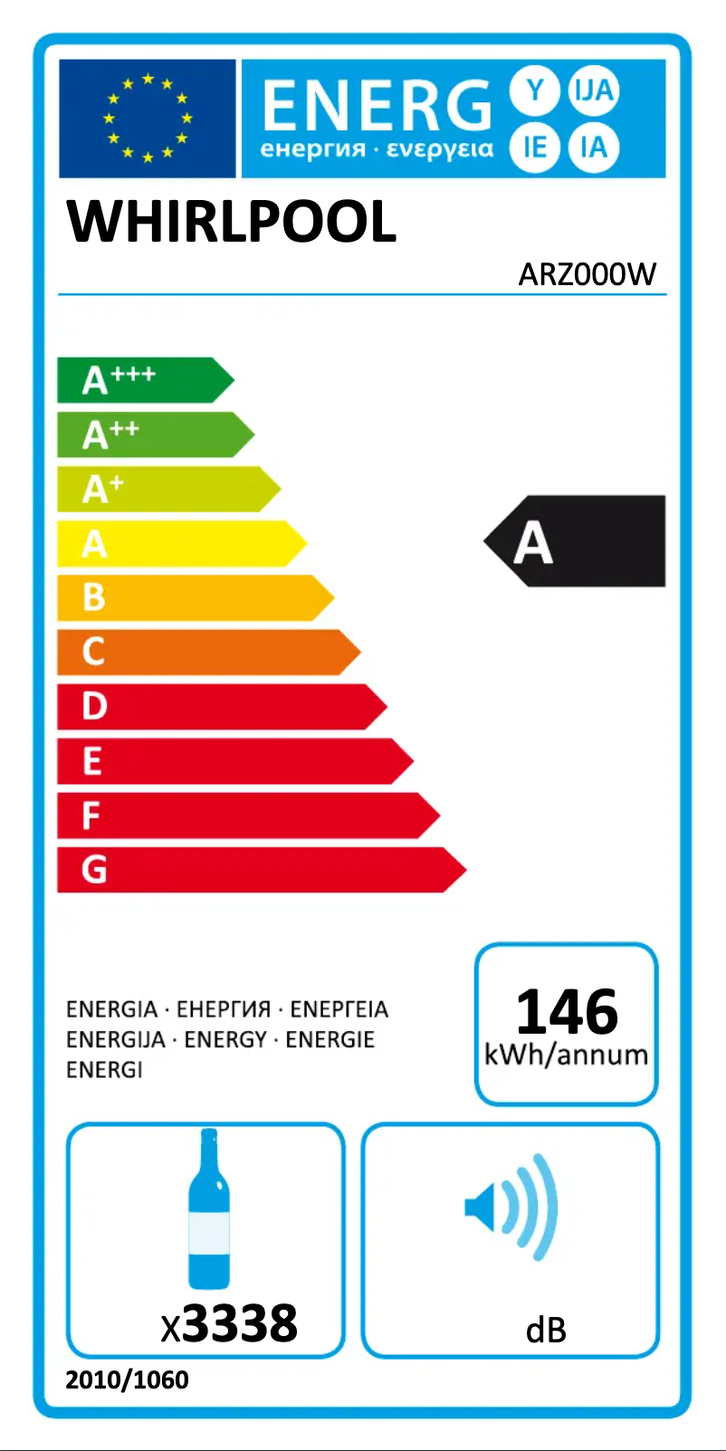 Page 1 de la notice Label énergétique Whirlpool ARZ000W