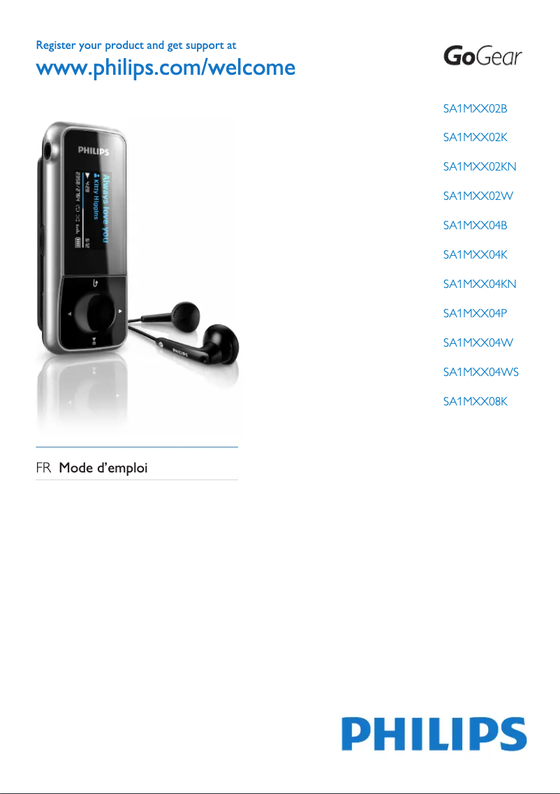 Page n°1 - Manuel utilisateur Philips GoGear SA1MXX04B