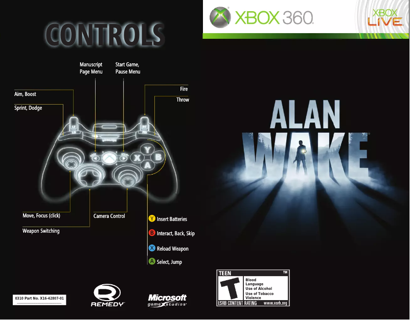 Page n°1 - Manuel utilisateur Microsoft Alan Wake (Xbox 360)