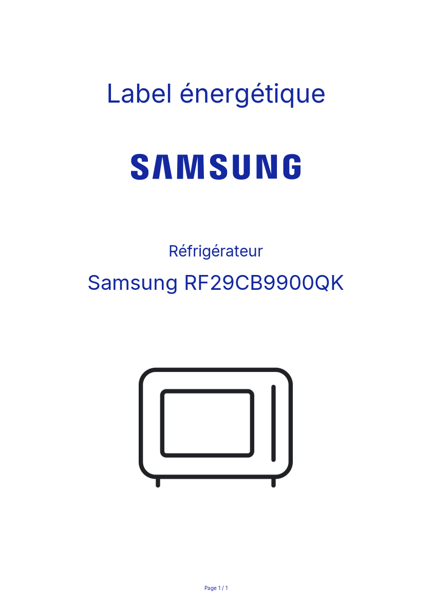 Page n°1 - Label énergétique Samsung RF29CB9900QK