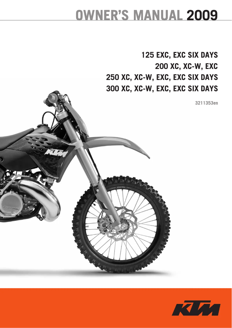 Page n°1 - Manuel utilisateur KTM 250 XC (2009)