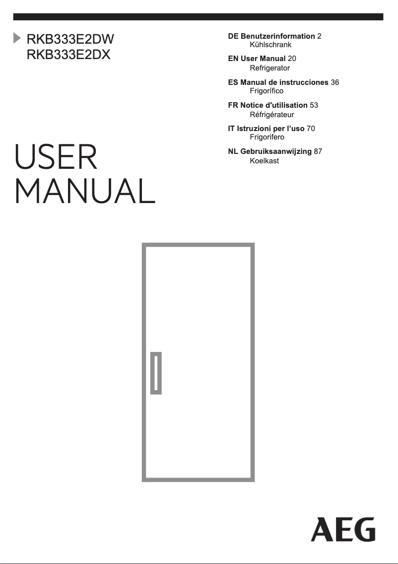 Page 1 de la notice Manuel utilisateur AEG RKB333E2DW