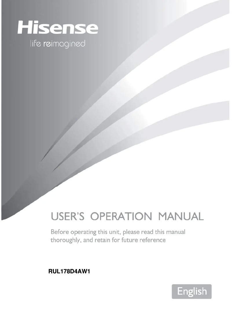 Page 1 de la notice Manuel utilisateur Hisense RUL178D4AW1