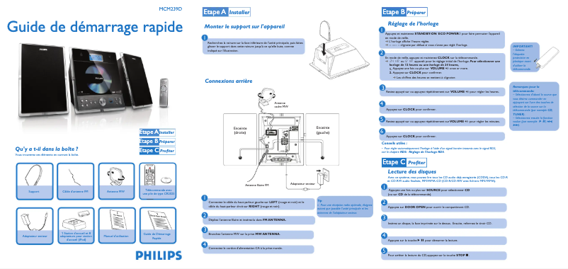 Page n°1 - Guide de démarrage rapide Philips MCM239D