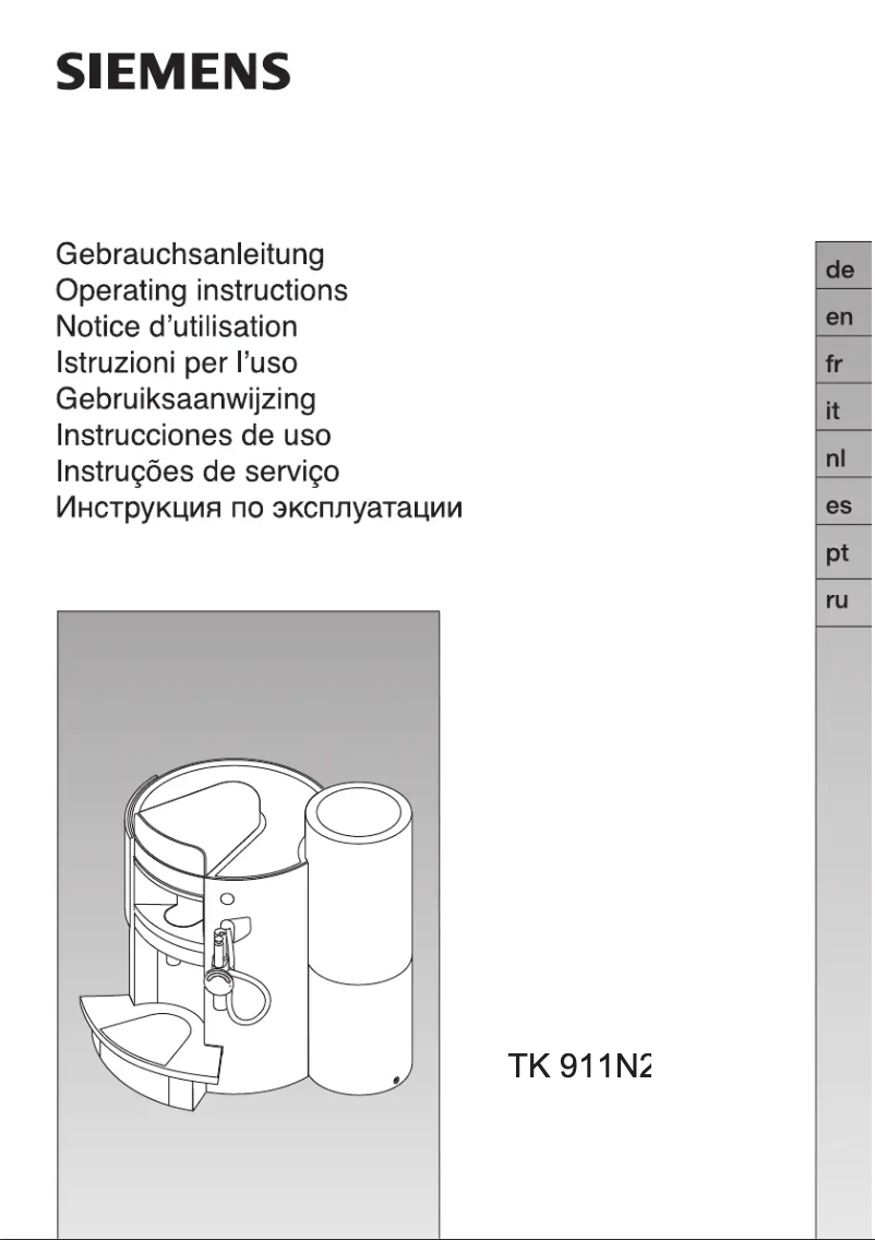 Page n°1 - Manuel utilisateur Siemens Nespresso TK911N2DE