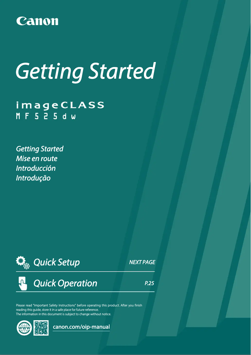 Page 1 de la notice Manuel utilisateur Canon imageCLASS MF525dw