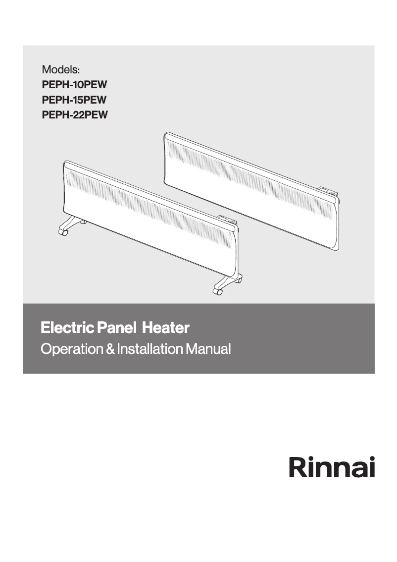 Page n°1 - Manuel utilisateur Rinnai PEPH10PEW