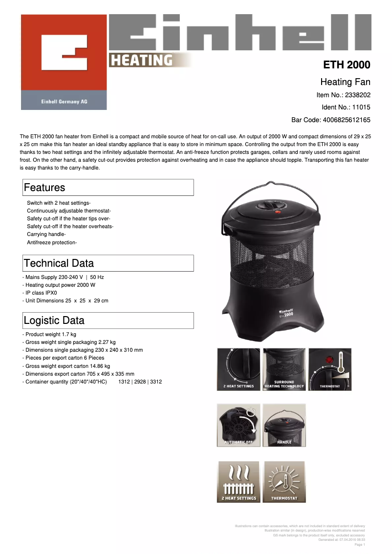 Image de la première page du manuel de l'appareil ETH 2000