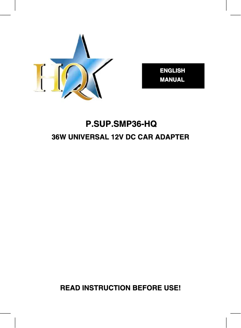 Page 1 de la notice Manuel utilisateur HQ P.SUP.SMP36-HQ