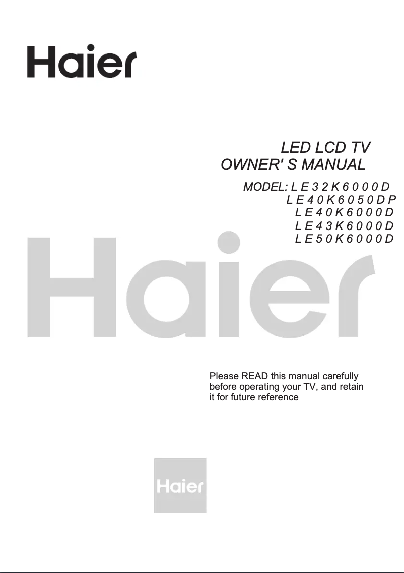 Page 1 de la notice Manuel utilisateur Haier LE32K6000D