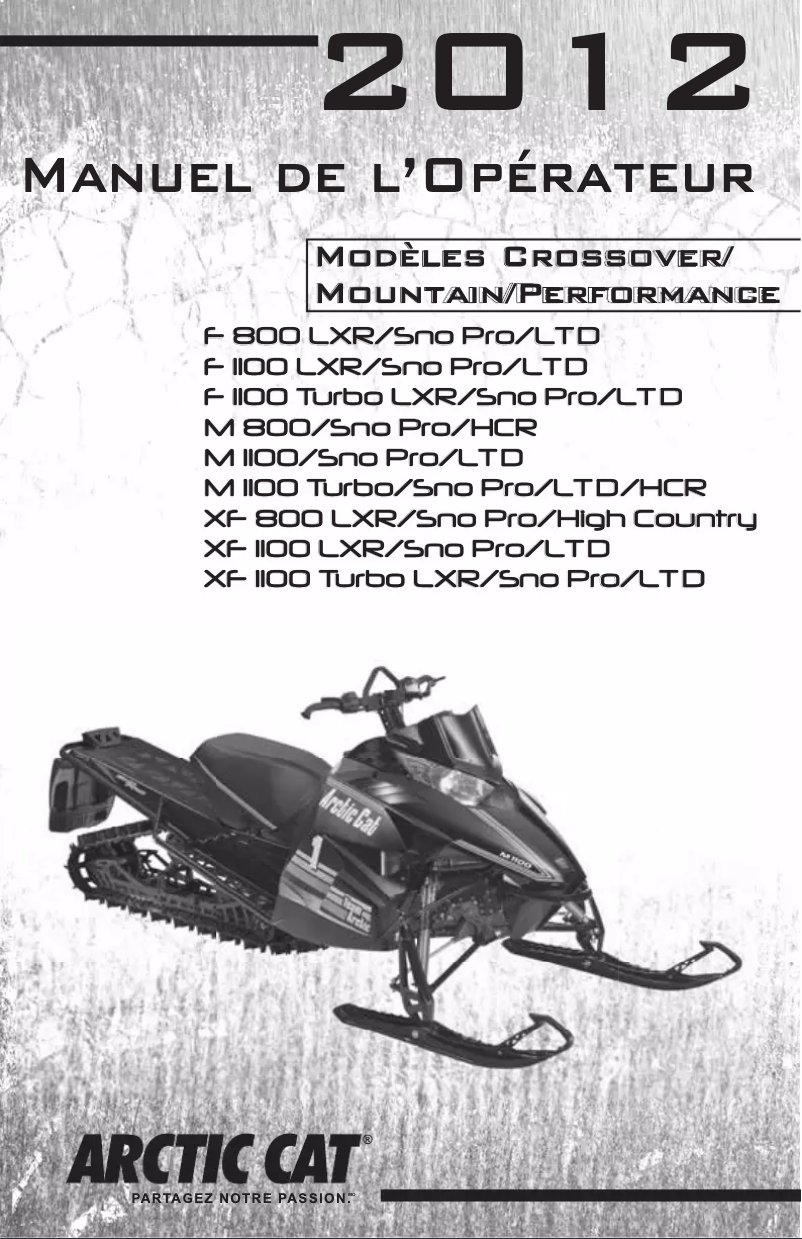 Image de la première page du manuel de l'appareil F 800 LXR (2012)