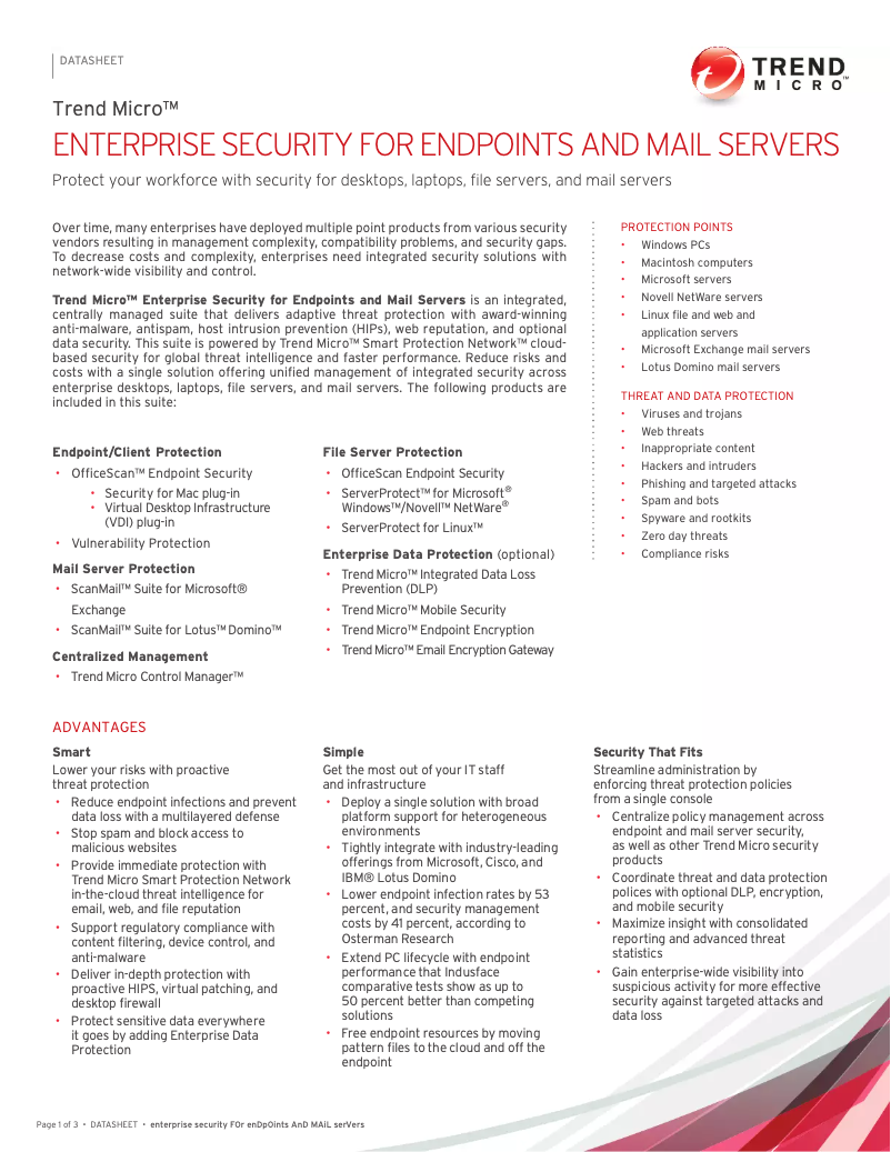 Page 1 de la notice Manuel utilisateur Trend Micro Enterprise Security