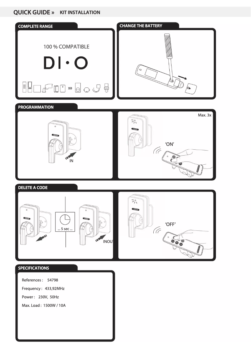 Page 1 de la notice Manuel utilisateur Chacon 54798