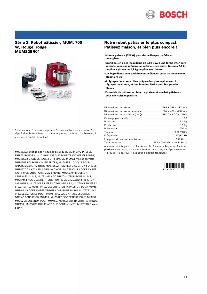 Image de la première page du manuel de l'appareil MUMS2ER01