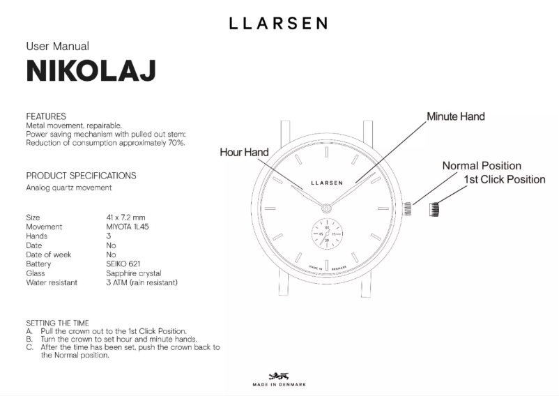 Page 1 de la notice Manuel utilisateur Lars Larsen NIKOLAJ 143GDG3