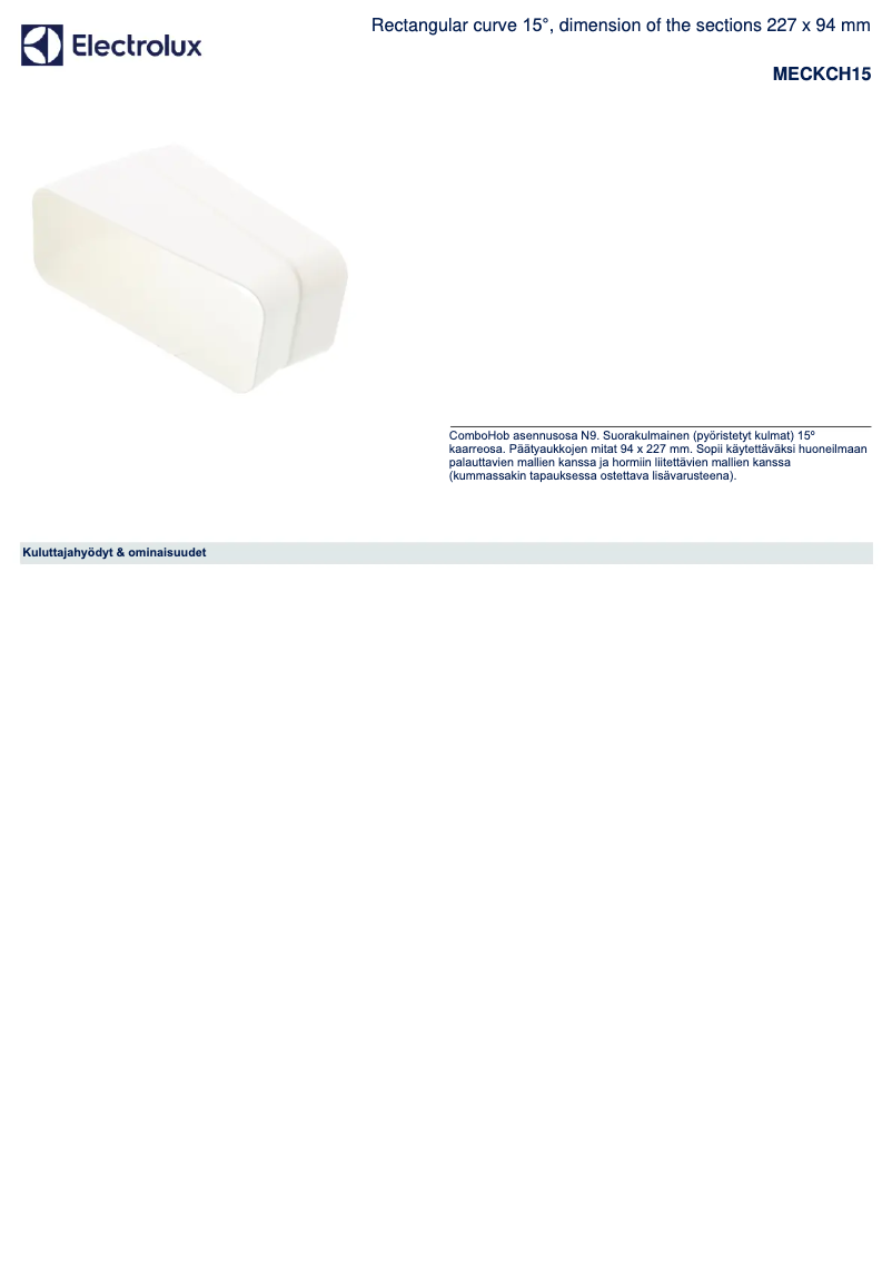 Página 1 del manual Ficha técnica AEG MECKCH15