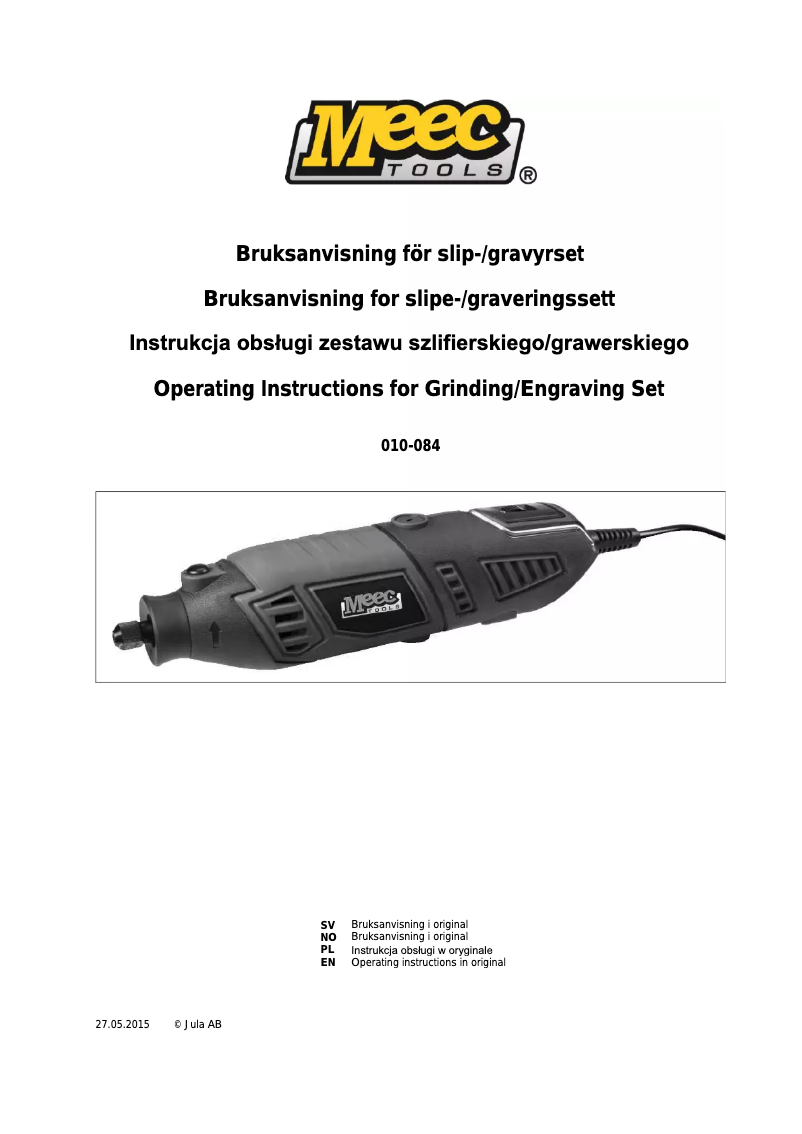 Page n°1 - Manuel utilisateur Meec Tools 010-084