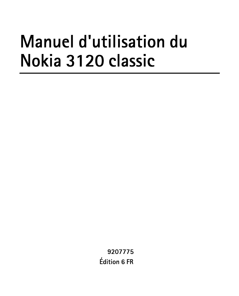 Page 1 de la notice Manuel utilisateur Nokia 3120 Classic