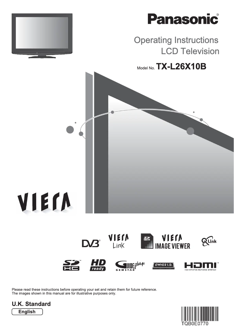 Page n°1 - Manuel utilisateur Panasonic Viera TX-L26X10B