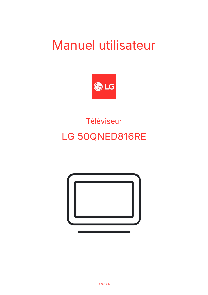 Page n°1 - Manuel utilisateur LG 50QNED816RE