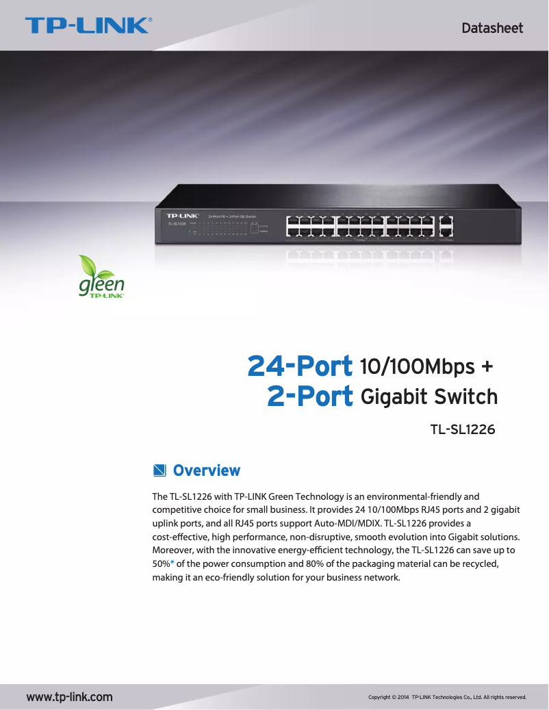 Page n°1 - Fiche technique TP-Link TL-SL1226