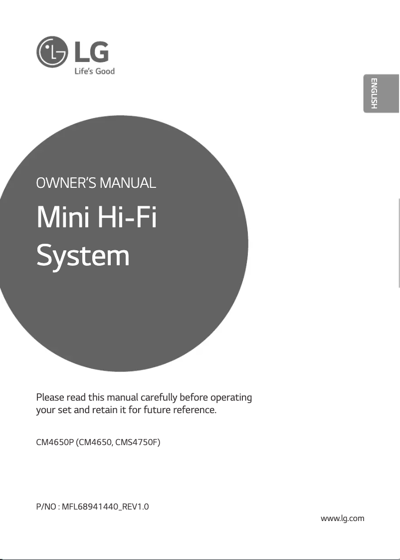 Page 1 de la notice Manuel utilisateur LG CM4650P