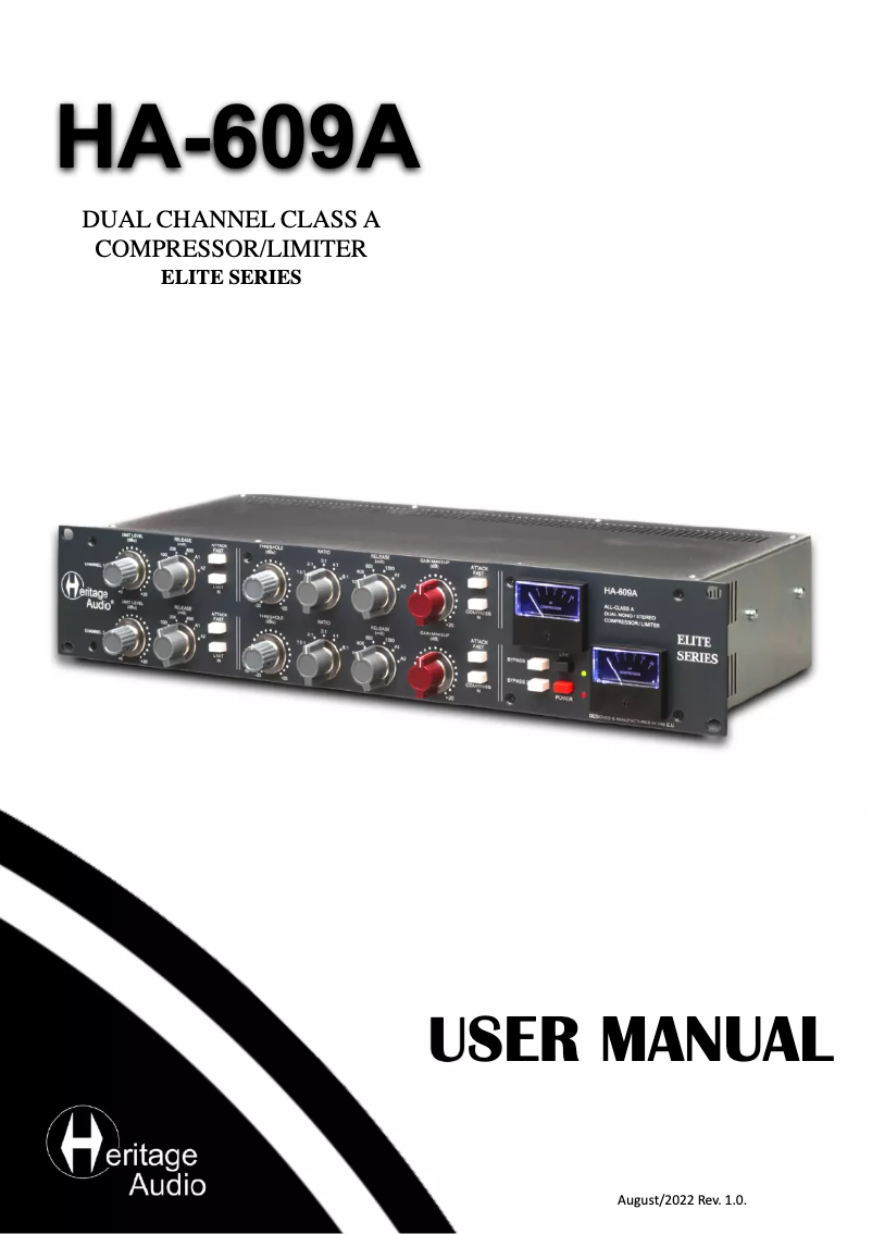 Page 1 de la notice Manuel utilisateur Heritage Audio HA-609A