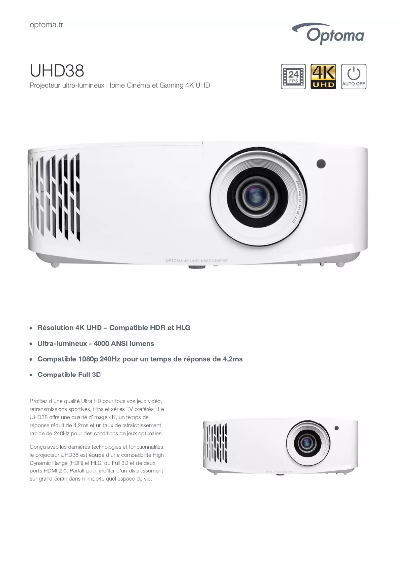 Image de la première page du manuel de l'appareil UHD38
