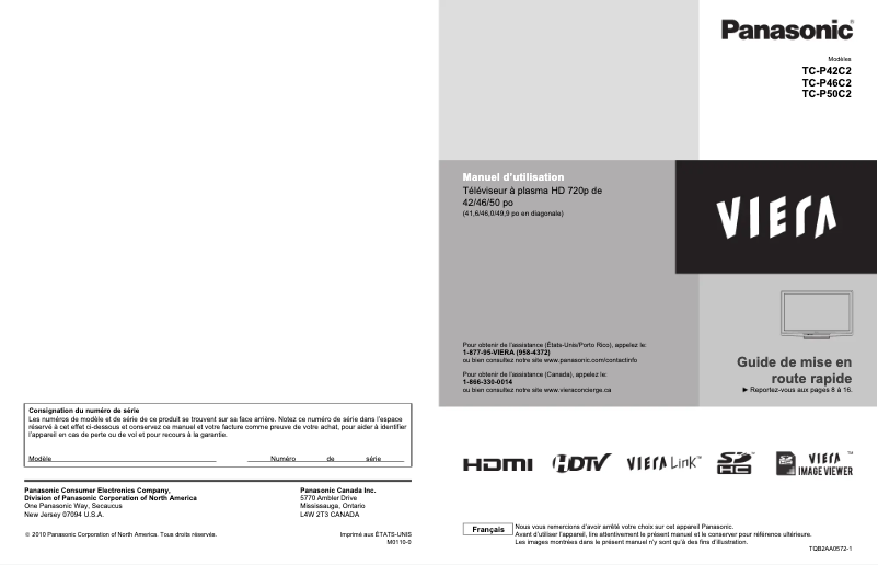 Page 1 of the manual User Manual Panasonic Viera TC-P42C2