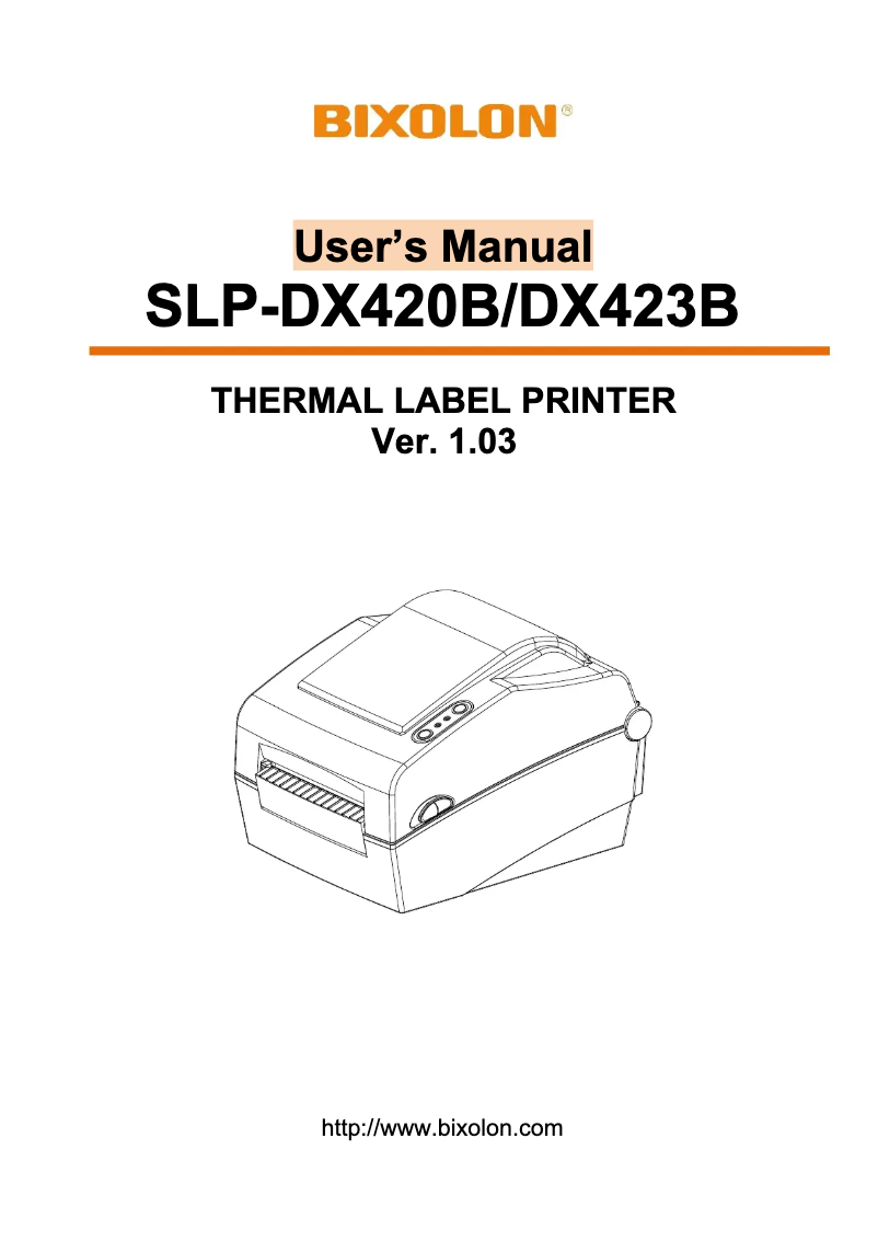 Page 1 de la notice Manuel utilisateur Bixolon SLP-DX420