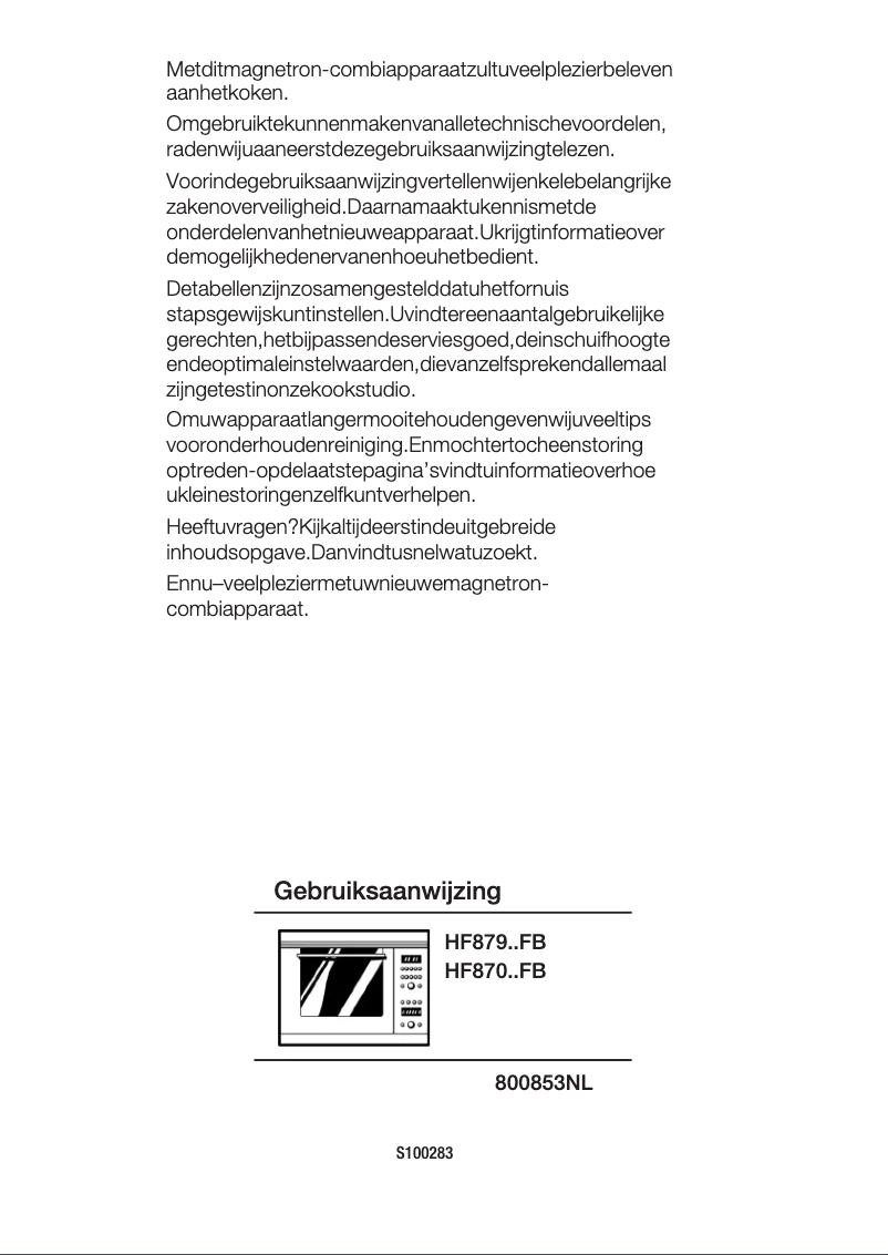 Page 1 de la notice Manuel utilisateur Siemens HF87050