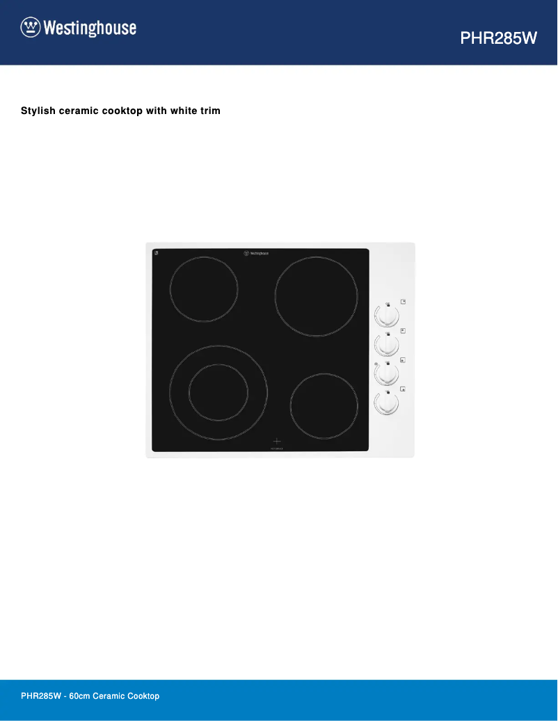 Page n°1 - Fiche technique Westinghouse PHR285W