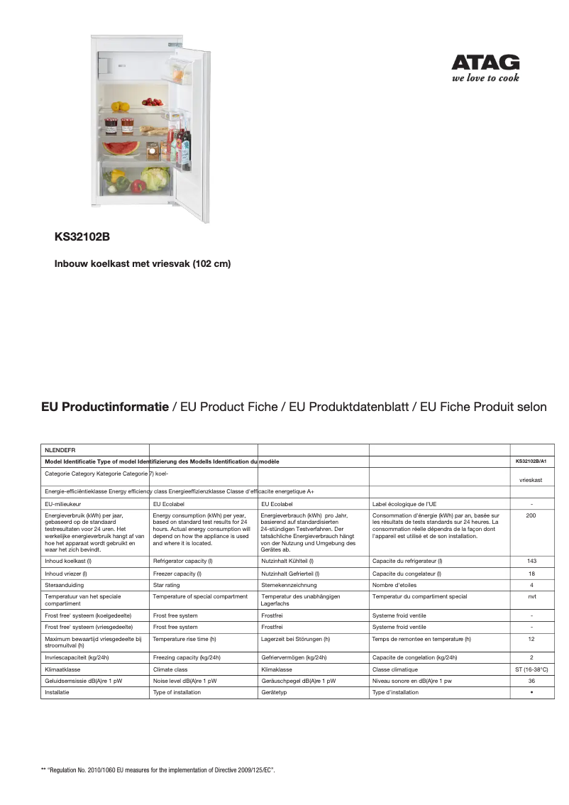 Page n°1 - Manuel utilisateur Atag KS32102B