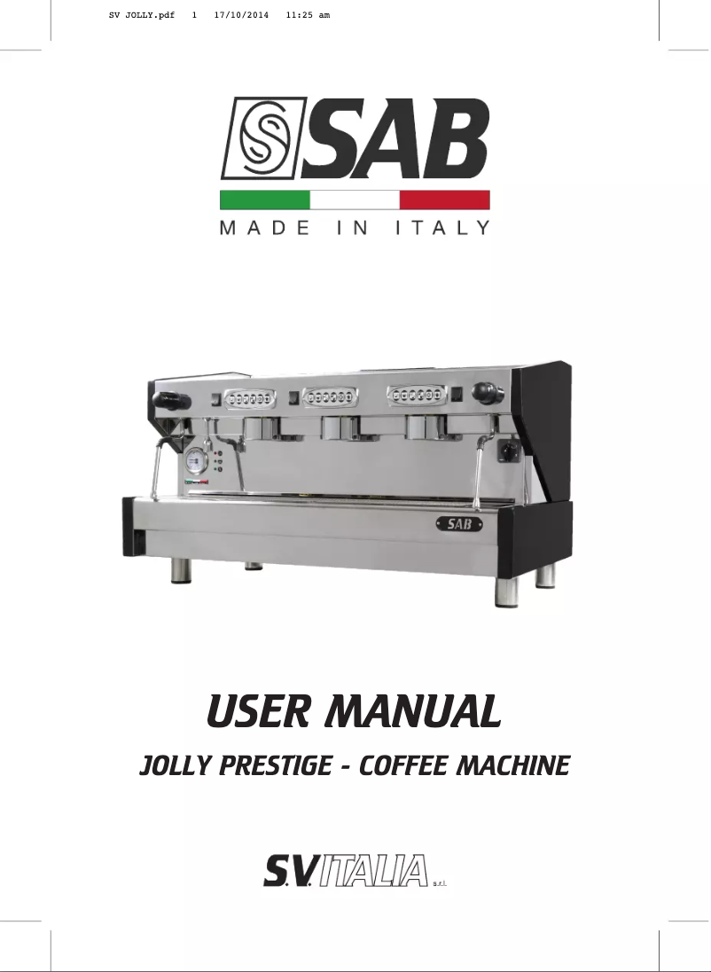 Image de la première page du manuel de l'appareil Jolly Prestige