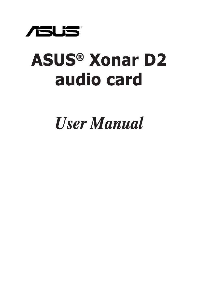 Page 1 de la notice Manuel utilisateur Asus Xonar D2