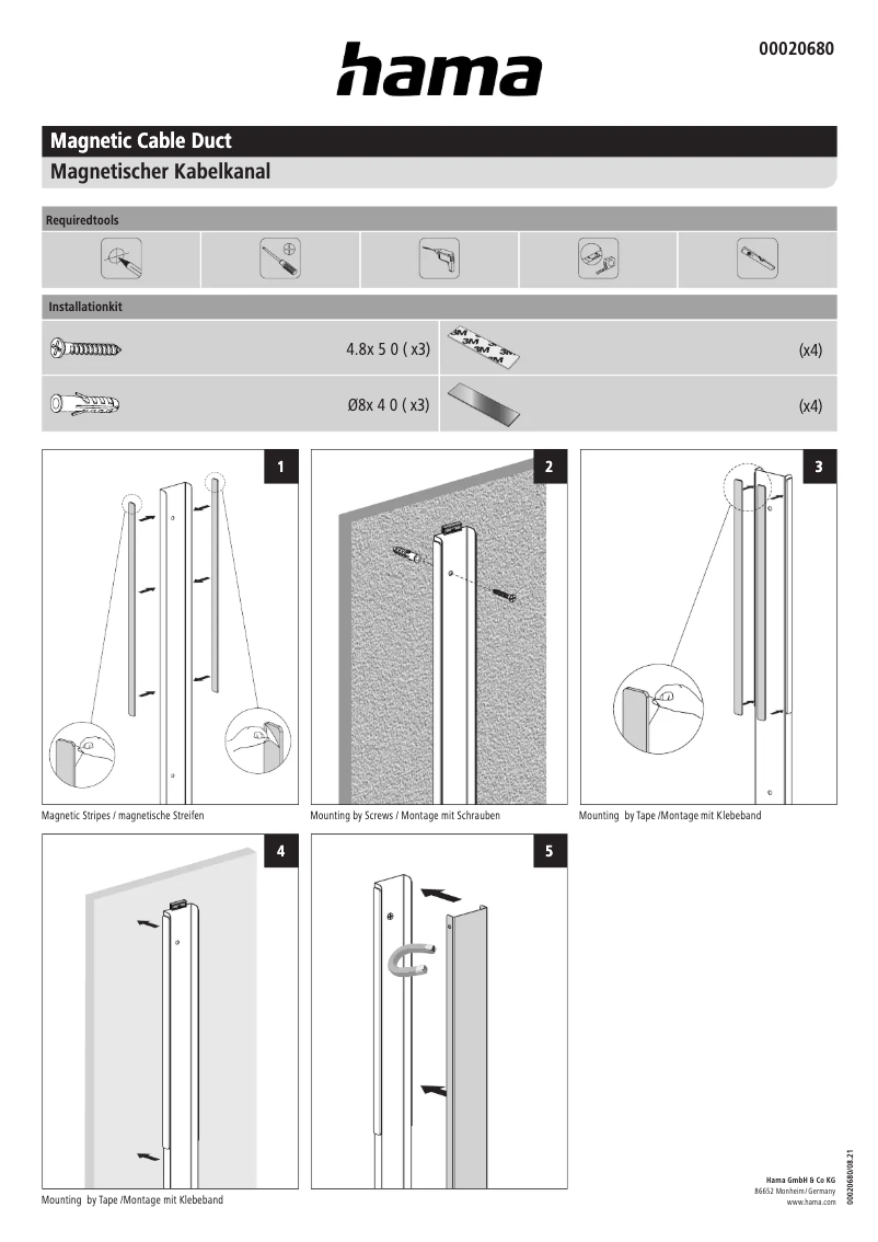 Page 1 de la notice Manuel utilisateur Hama 00020680
