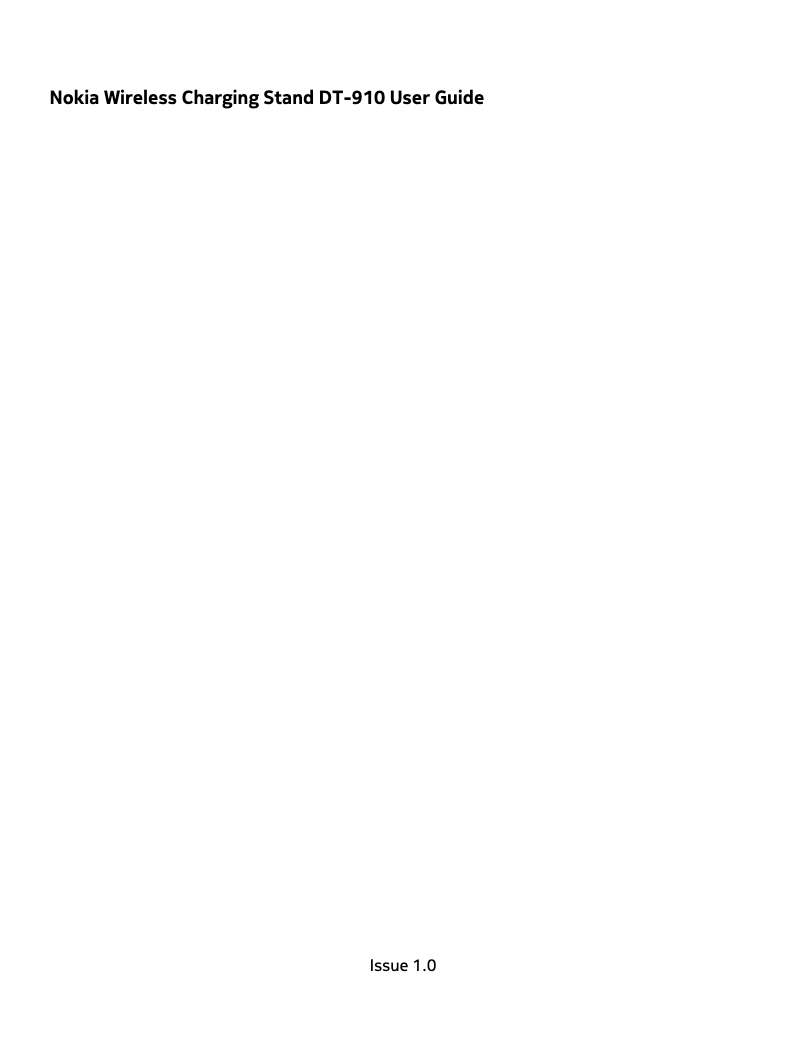 Page 1 de la notice Manuel utilisateur Nokia DT-910