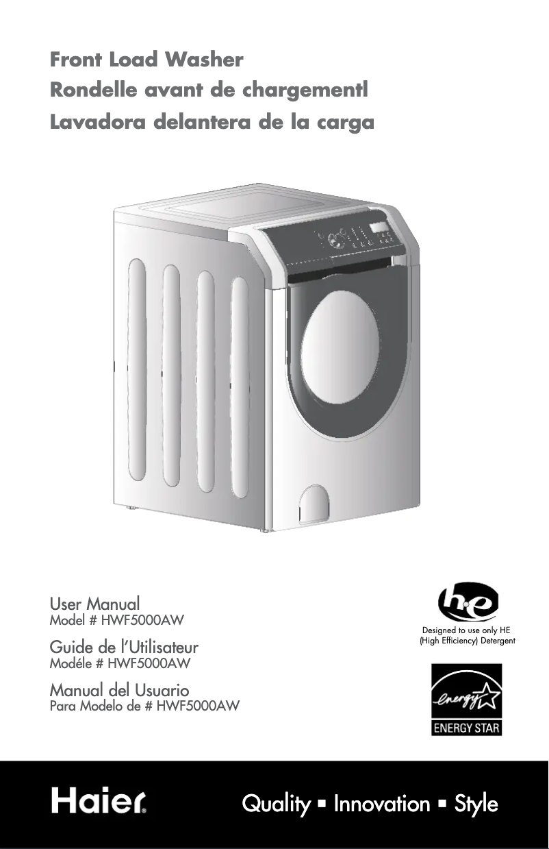 Page 1 de la notice Manuel utilisateur Haier HWF5000AW