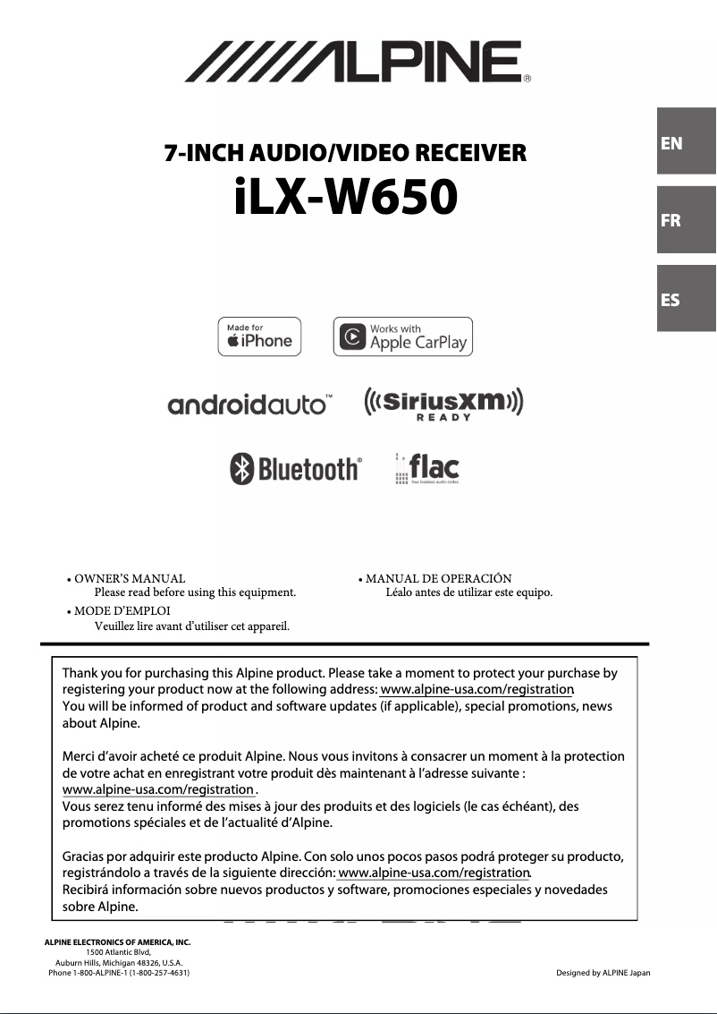 Image de la première page du manuel de l'appareil iLX-W650