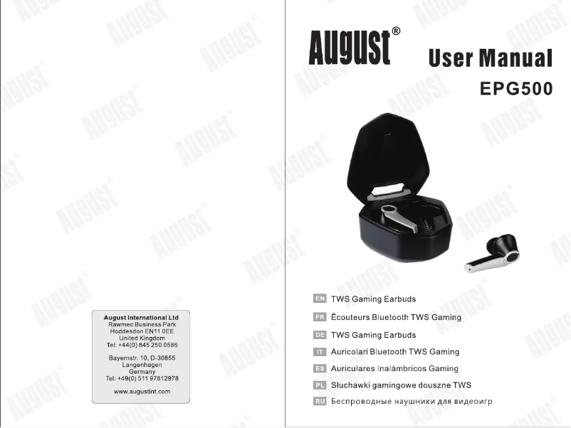 Page 1 de la notice Manuel utilisateur August EPG500